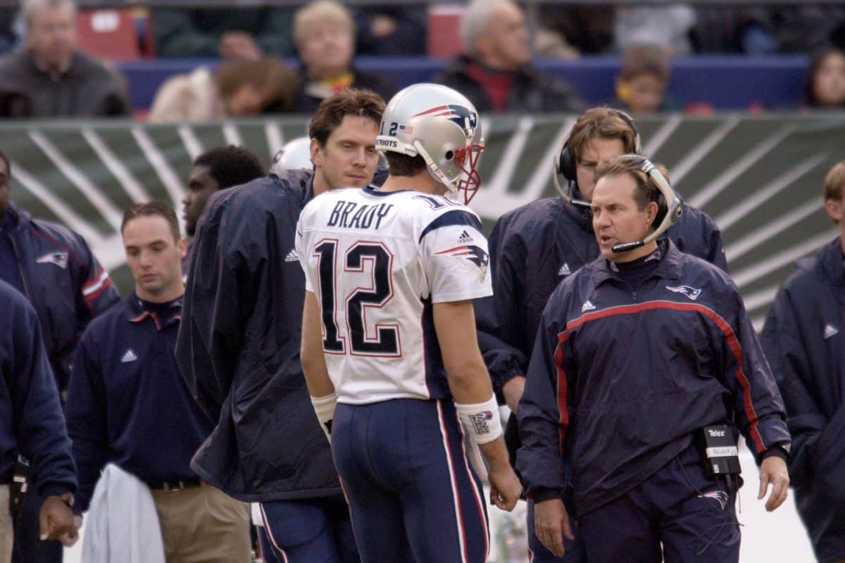 Quarterback Tom Brady and Coach Bill Bellick of the New England Patriots