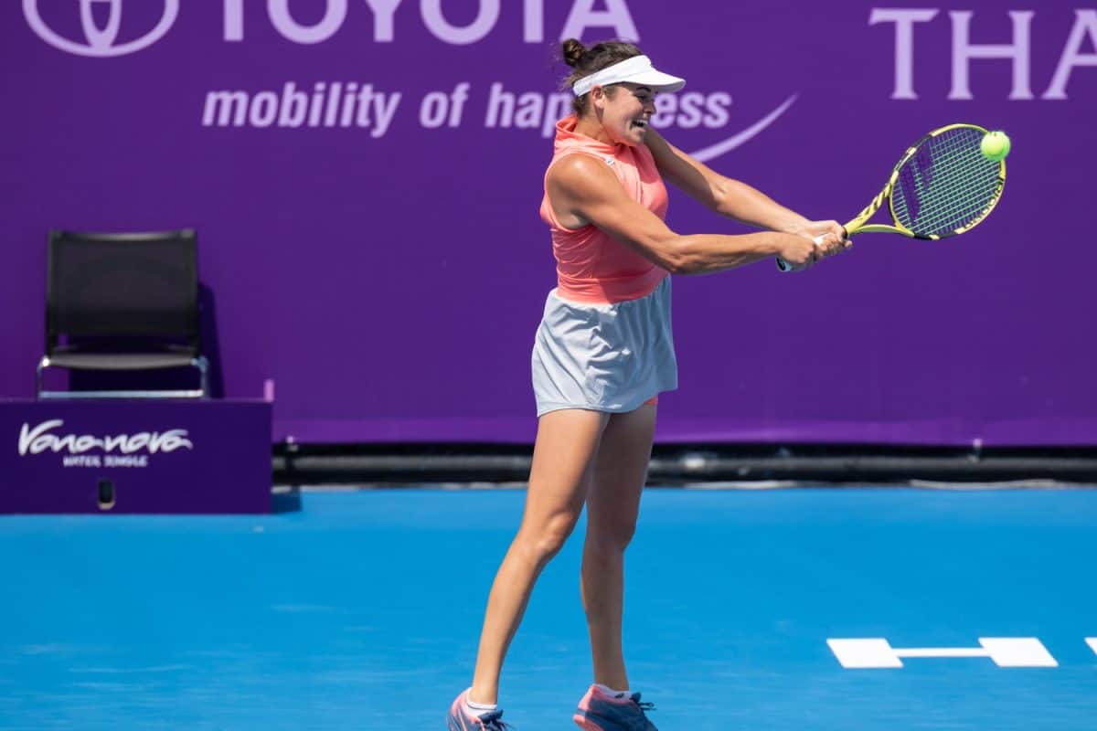 Jennifer Brady of USA returns a ball during Qualifying R2 of 2019 Toyota Thailand Open