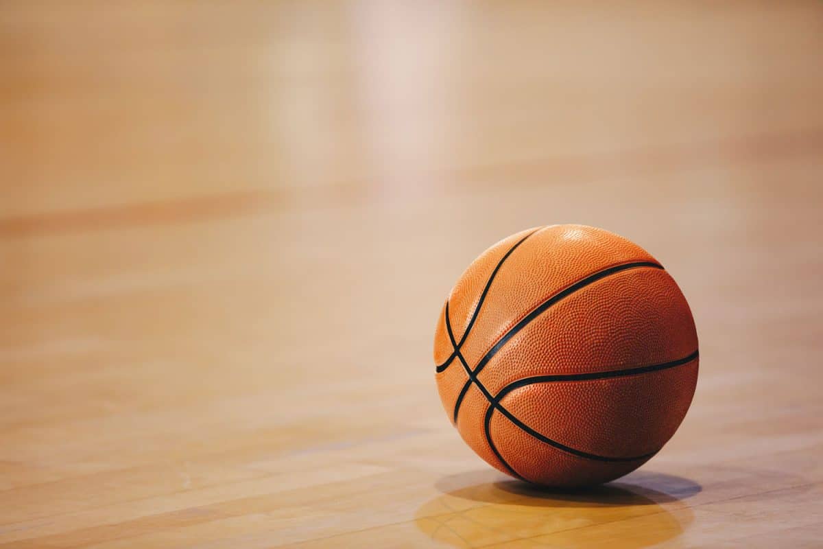 A ball left on the basketball court