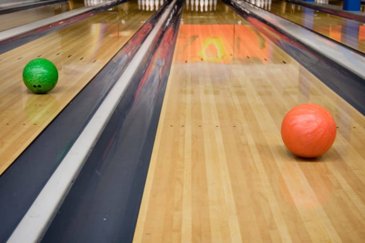Bowling balls rolling down the bowling lane