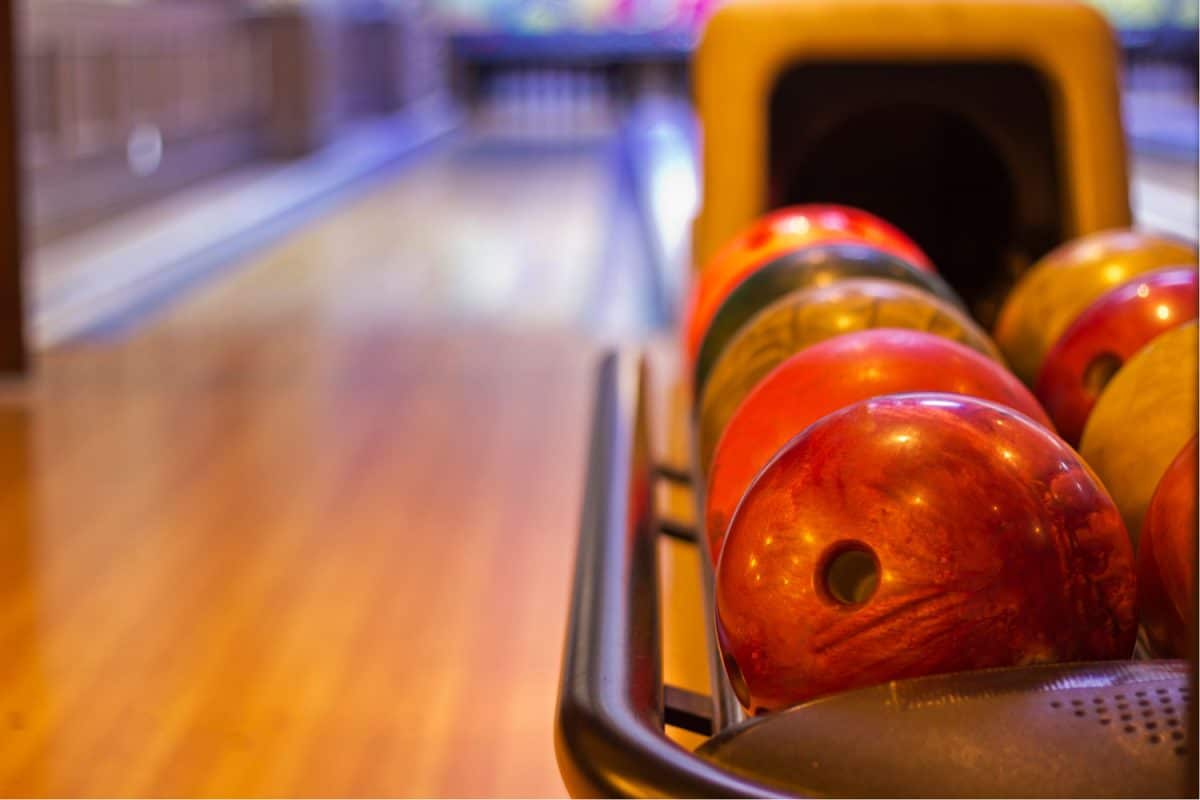 Newly polished bowling balls