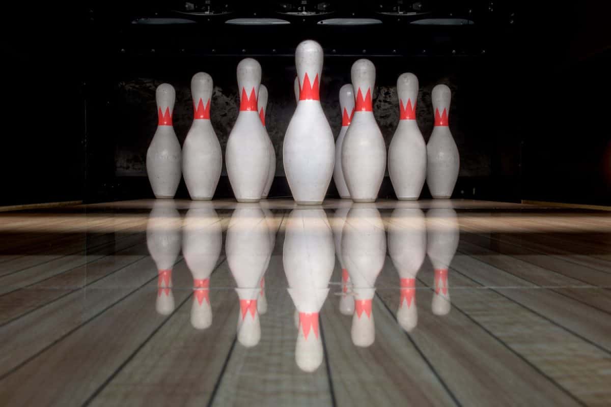 Newly rolled bowling pins