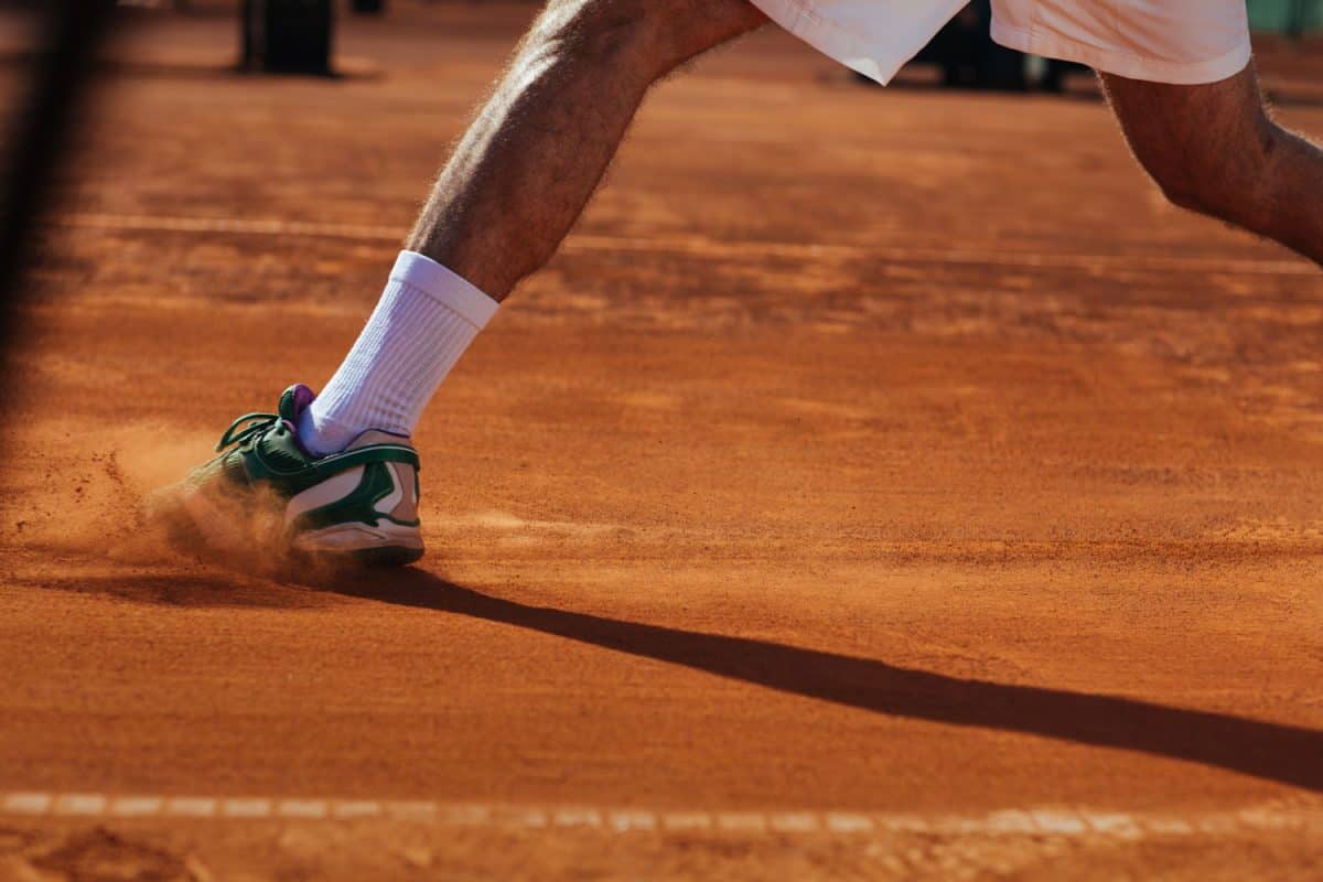 Tennis player wearing tennis shoes